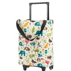 Lightweight Folding Shopping Cart Trolley with Wheels Retractable Tote Bag - White-Small