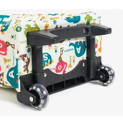 Lightweight Folding Shopping Cart Trolley with Wheels Retractable Tote Bag - White-Small