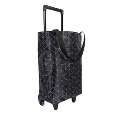 Lightweight Folding Shopping Cart Trolley with Wheels Retractable Tote Bag - White-Small