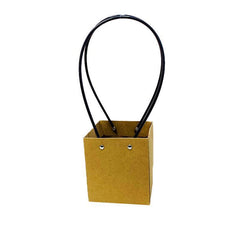 25x Kraft Paper Bag Flowers Waterproof Bouquet Basket Gift Box With Handle - 25PCS-Sq Small