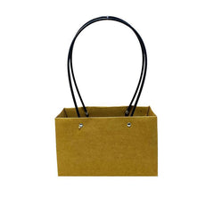 25x Kraft Paper Bag Flowers Waterproof Bouquet Basket Gift Box With Handle - 25PCS-Sq Small