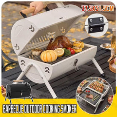 Grillz Charcoal BBQ Portable Grill Camping Barbecue Outdoor Cooking Smoker - White