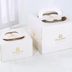 30PCS White Portable Cake Boxes Display Window Packing Case Party with Handle Birthday - 12 inch
