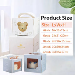 30PCS Bear Portable Cake Boxes Display Window Packing Case Party with Handle Birthday - 4 inch