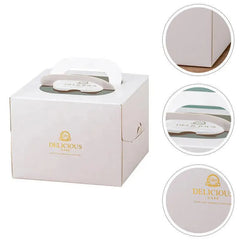 30PCS Grey Portable Cake Boxes Display Window Packing Case with Handle Birthday - 6 inch