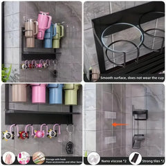 Magnetic Mug Organizer Cup Holder Wall Mount Storage for Kitchen Office Home Use - White