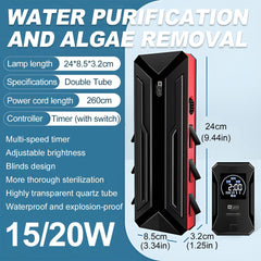 Fish Tank UV Germicidal Lamp for Water Purification Algae Sterilization Aquarium - 15W