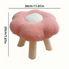 Small Flower Short Stool for Entryway or Living Room Shoe Bench or Footrest - Blue