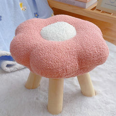 Small Flower Short Stool for Entryway or Living Room Shoe Bench or Footrest - Yellow
