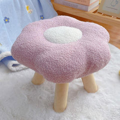Small Flower Short Stool for Entryway or Living Room Shoe Bench or Footrest - Yellow