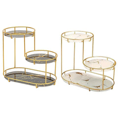 Round Multi-Tier Metal Storage Rack for Bathroom Vanity Kitchen Storage Rack - Black