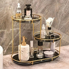 Round Multi-Tier Metal Storage Rack for Bathroom Vanity Kitchen Storage Rack - Black