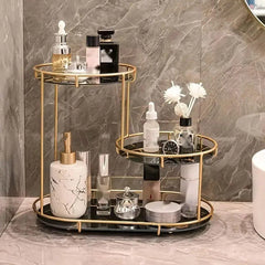Round Multi-Tier Metal Storage Rack for Bathroom Vanity Kitchen Storage Rack - Black