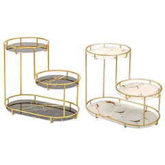 Round Multi-Tier Metal Storage Rack for Bathroom Vanity Kitchen Storage Rack - Black
