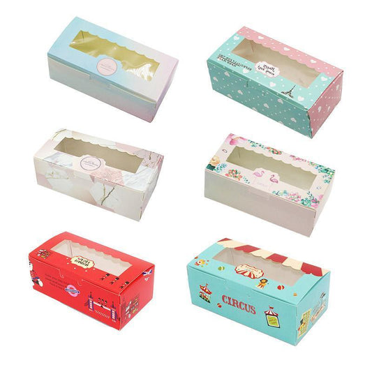 50PCS Set of 2 Premium Cake Packaging Boxes Clear Window Food Grade Cardboard - Circus-50pcs