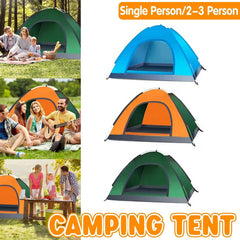 Outdoor Camping Tent Portable Sun Protection Lightweight Quick Setup Shelter - Orange 2-3 Person