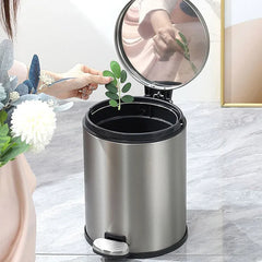 Trash Can Double Layer Foot Pedal Design with Lid Household Bin Kitchen Bathroom - Black