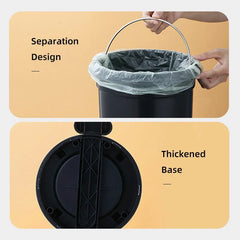 Trash Can Double Layer Foot Pedal Design with Lid Household Bin Kitchen Bathroom - White