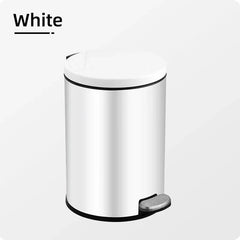 Trash Can Double Layer Foot Pedal Design with Lid Household Bin Kitchen Bathroom - White