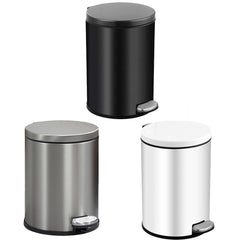 Trash Can Double Layer Foot Pedal Design with Lid Household Bin Kitchen Bathroom - White