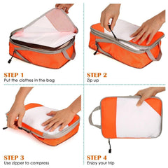 6pcs Mesh Visible Travel Storage Set Waterproof Nylon Compressible Storage Bags - Navy Blue