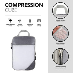 6pcs Mesh Visible Travel Storage Set Waterproof Nylon Compressible Storage Bags - Sky Blue