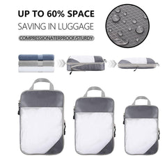 6pcs Mesh Visible Travel Storage Set Waterproof Nylon Compressible Storage Bags - Sky Blue