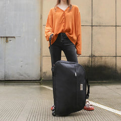 Wheeled Travel Duffle Trolley Bag Carry On Rolling Luggage Suitcase Tote Durable - Black-24in