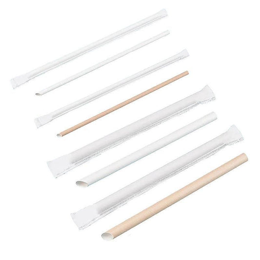 1000-2000pcs Colourful Paper Drinking Straws FOIL Metallic Party - White-6*190mm 2000PCS