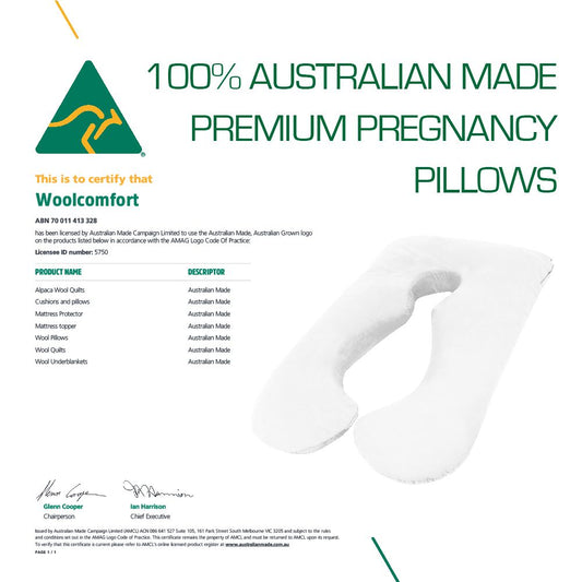 Woolcomfort Aus Made Maternity Pregnancy Nursing Sleeping Body Pillow Pillowcase Included Black