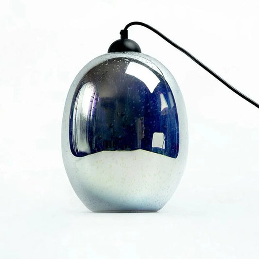 Moravian Glass Oval Pendant Light - Chrome