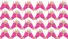 24 Pair Fishnet Gloves Fingerless Wrist Length 70s 80s Costume Party - Hot Pink