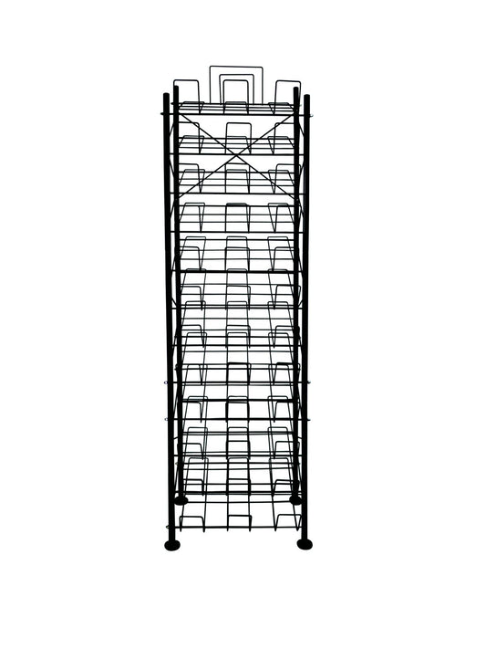 12 Tier Placemat Brochure Magazine Newspaper Display Rack Storage Stand on Wheels - Black Frame