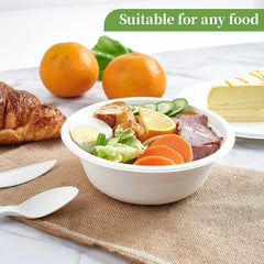 600pcs Disposable Sugarcane Bagasse Round Bowls - 18cm (450ml) - Bulk