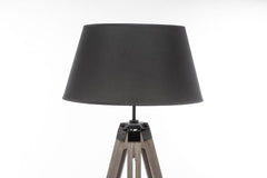 LARGE TRIPOD FLOOR LAMP Linen Shade Modern Light Retro Vintage Wooden