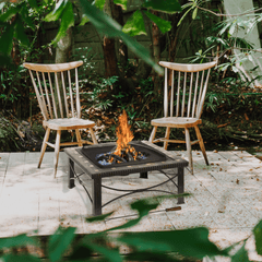30" Square Slate Tile Fire Pit Outdoor Patio Heater Fireplace