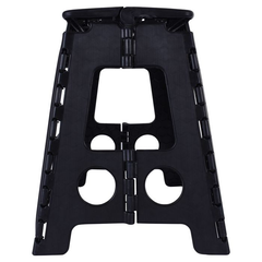 125kg Plastic Folding Step Stool 39cm Portable Chair Flat Indoor/Outdoor Home - Black