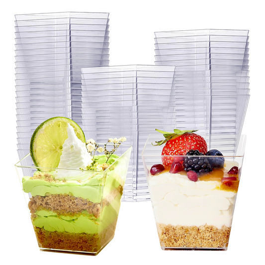 288x Premium Plastic Square Dessert Cups BPA Free Extra Strong Bulk