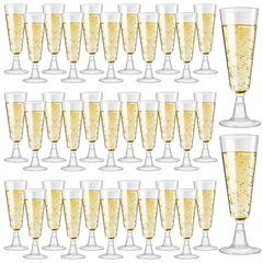 144x 210ml Premium Plastic Wine/Champagne Glasses Flutes Bulk - Clear