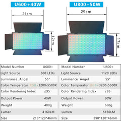 HridZ u600rgb RGB LED Video Light – Dimmable Bi-Color, Adjustable RGB, Remote-Controlled Studio Light for Photography, YouTube, Vlogging, and Video Recording