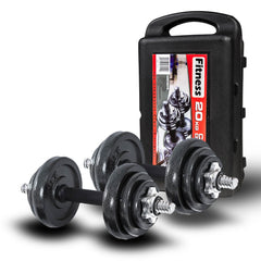 20KG Cast Iron Dumbbell Set Weight Dumbbells Home Gym Training Fitness BarBell Case