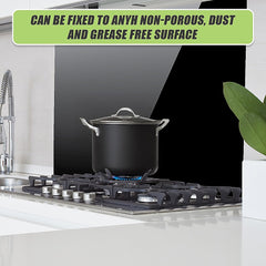 Toughened 90cm x 75cm Black Glass Kitchen Splashback