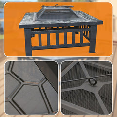 18" Square Metal Fire Pit Outdoor Heater