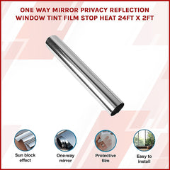 One Way Mirror Privacy Reflection Window Tint Film STOP HEAT 24Ft x 2Ft