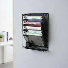 Wall Mount 6 Pocket Hanging File Sorter Organizer Folder Holder Rack Storage
