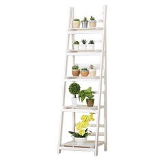 5 Tier Wooden Ladder Shelf Stand Storage Book Shelves Shelving Display Rack