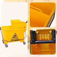 20L Deluxe Mop Wringer Bucket Side Press Janitor Commercial Cleaning