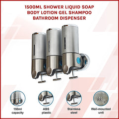 1500ml Shower Liquid Soap Body Lotion Gel Shampoo Bathroom Dispenser