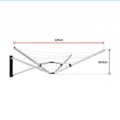 26m 5 Arm Wall Hang Mountable Clothes Airer Dryer Washing Line Bathroom Kitchen