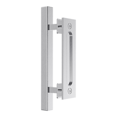12" Square Pull and Flush Door Handle Set Stainless Steel Barn Door Hardware